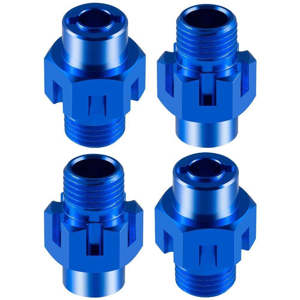 4Pack JGGZONE RC Aluminum Alloy 17mm Wheel Hex Hub Widen 5mm Extended Wheel Hub Drive Adaptor Converter Compatible with 1/8 Traxxas Jato VXL-2S Upgrade Replacement Parts (Blue)