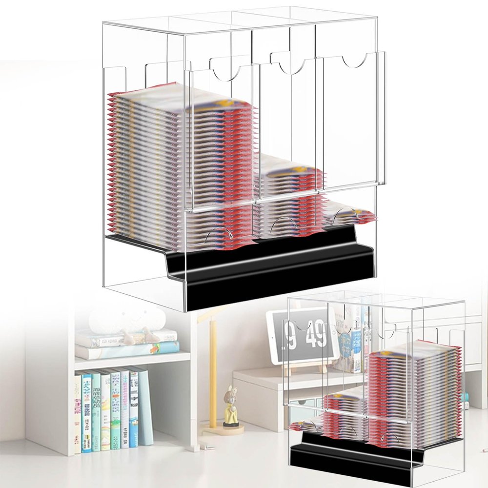 3 Slot Acrylic Card Pack Dispenser, Clear UV Protection Booster Pack Dispenser, Business Card Dispenser & Collector Booster Box Case Compatible with Sports Card Packs & Trading Card Tabletop Display