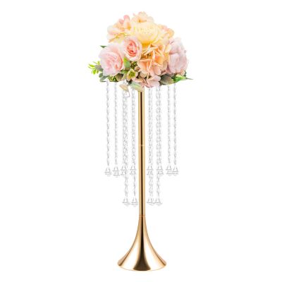10 Pcs 21.9" Elegant Crystal Centerpiece Vases for Weddings, Parties & Home Decor(Gold)