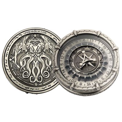 7-in-2 Metal Roulette Dice Set Wheel for DND Dungeon and Dragons and Tabletop Game DND DICE (02 Cthulhu Silver)
