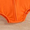 2 Piece Halloween Romper Pants Outfits for Toddler Towel Plush Zip up Devil Graphic Romper Striped (Orange, 0-3 Months) view 3