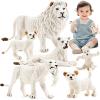 THINKBAY 6PCS White Lion Toys Figurines Pride, African Jungle Animals Lion Family, Realistic Zoo Animal Toys, Preschool Toy Birthday Gift Cake Toppers for Kids Boys Girls view 1