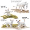 THINKBAY 6PCS White Lion Toys Figurines Pride, African Jungle Animals Lion Family, Realistic Zoo Animal Toys, Preschool Toy Birthday Gift Cake Toppers for Kids Boys Girls view 3