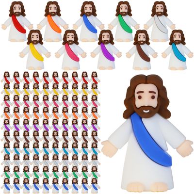 100 Pcs Little Jesus Figures, Mini Jesus Figurines in Bulk Tiny Jesus Christ Toys to Hide and Seek Christian Sunday School Religious Party Favors Baby Jesus Baptism Gifts for Easter Egg Stuffers