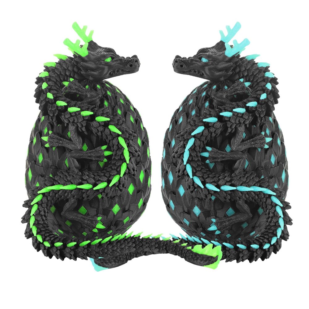 12-inch 3D Printed Dragon Eggs, Glow in The Dark Fidget Toys for Kids & Adults, for Home Office Desk Decor (Blue + Green, Pcs, 2)