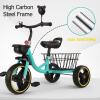 3-5 Years Old Toddler tricycles,Outdoor Kids Cruiser trikes with Large Rear Plastic Basket,Independent Riding Small 3 Wheelers,Foam Wheel view 3