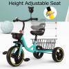 3-5 Years Old Toddler tricycles,Outdoor Kids Cruiser trikes with Large Rear Plastic Basket,Independent Riding Small 3 Wheelers,Foam Wheel view 4