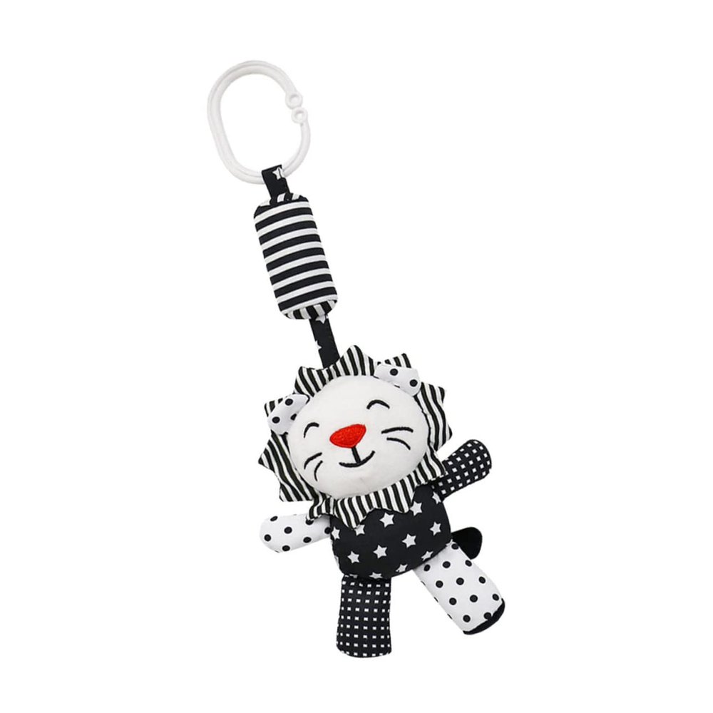 Wakauto Black and White Crib Pendant Rattle Animal Themed Stroller Hanging for Newborn Early Education Sensory Development with High Contrast Stripes