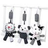 Wakauto Black and White Crib Pendant Rattle Animal Themed Stroller Hanging for Newborn Early Education Sensory Development with High Contrast Stripes view 3