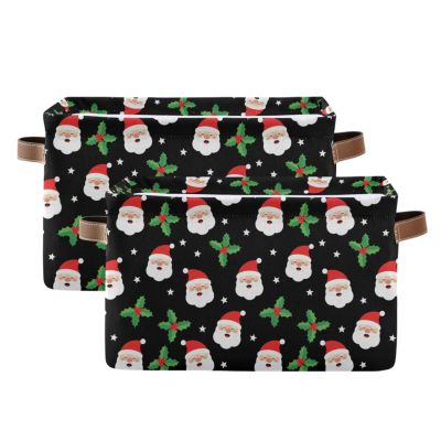 Emelivor Christmas Man Head Storage Basket Bins Foldable Baskets Organization with Handles Laundry Hamper for Living Room Clothes Closet Shelf Livingroom,2 pcs