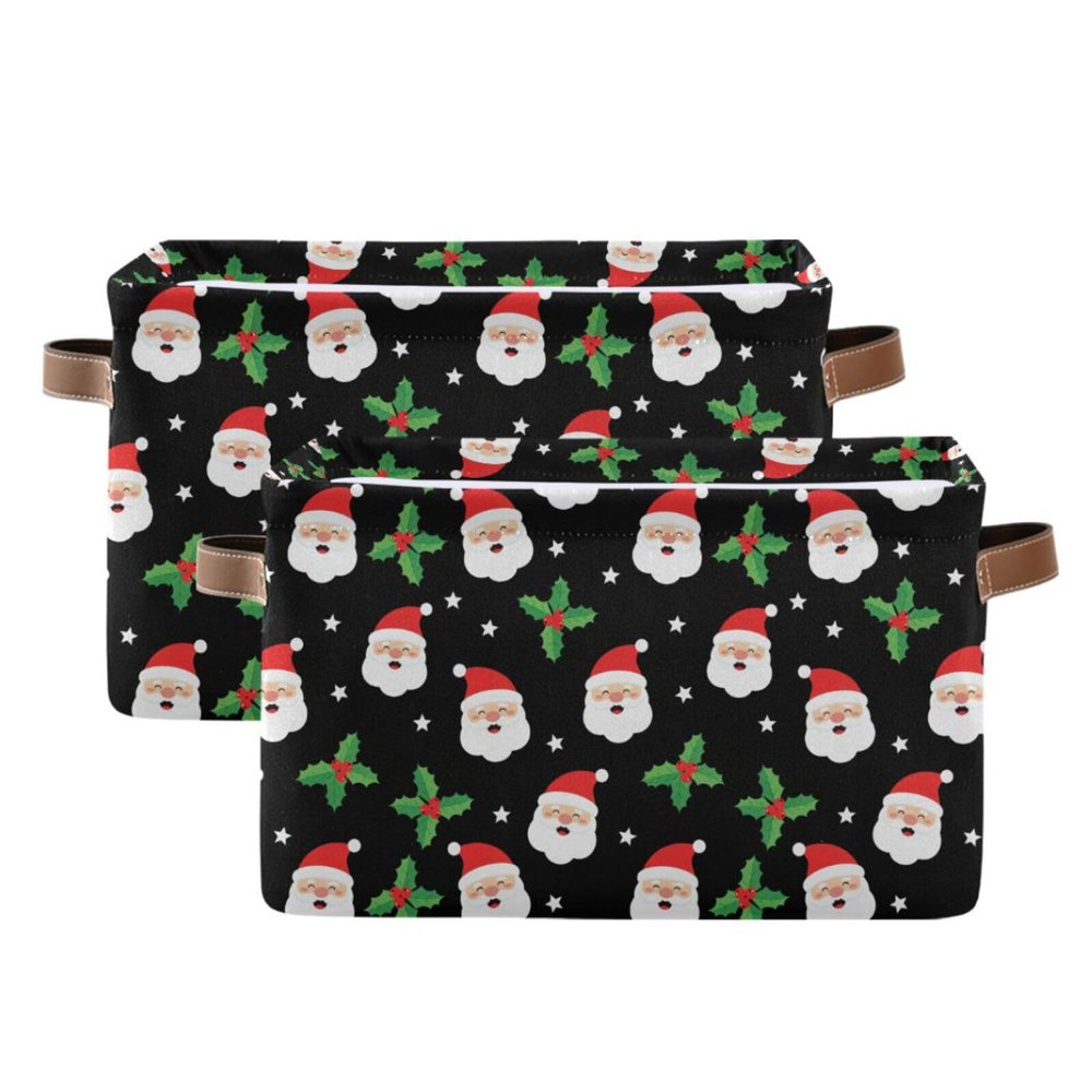 Emelivor Christmas Man Head Storage Basket Bins Foldable Baskets Organization with Handles Laundry Hamper for Living Room Clothes Closet Shelf Livingroom,2 pcs
