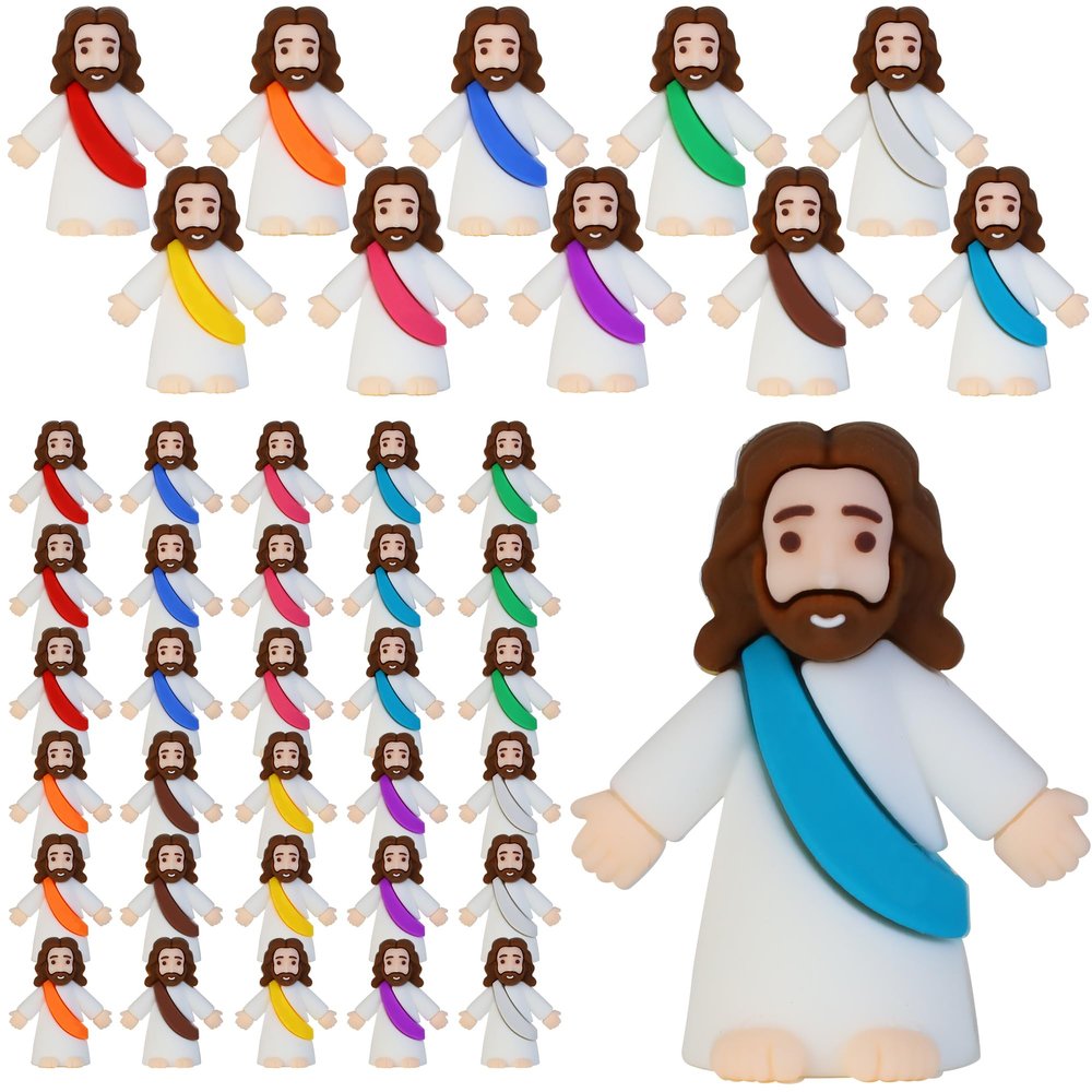 30 Pcs Little Jesus Figures, Mini Jesus Figurines in Bulk Tiny Jesus Christ Toys to Hide and Seek Christian Sunday School Religious Party Favors Baby Jesus Baptism Gifts for Easter Egg Stuffers
