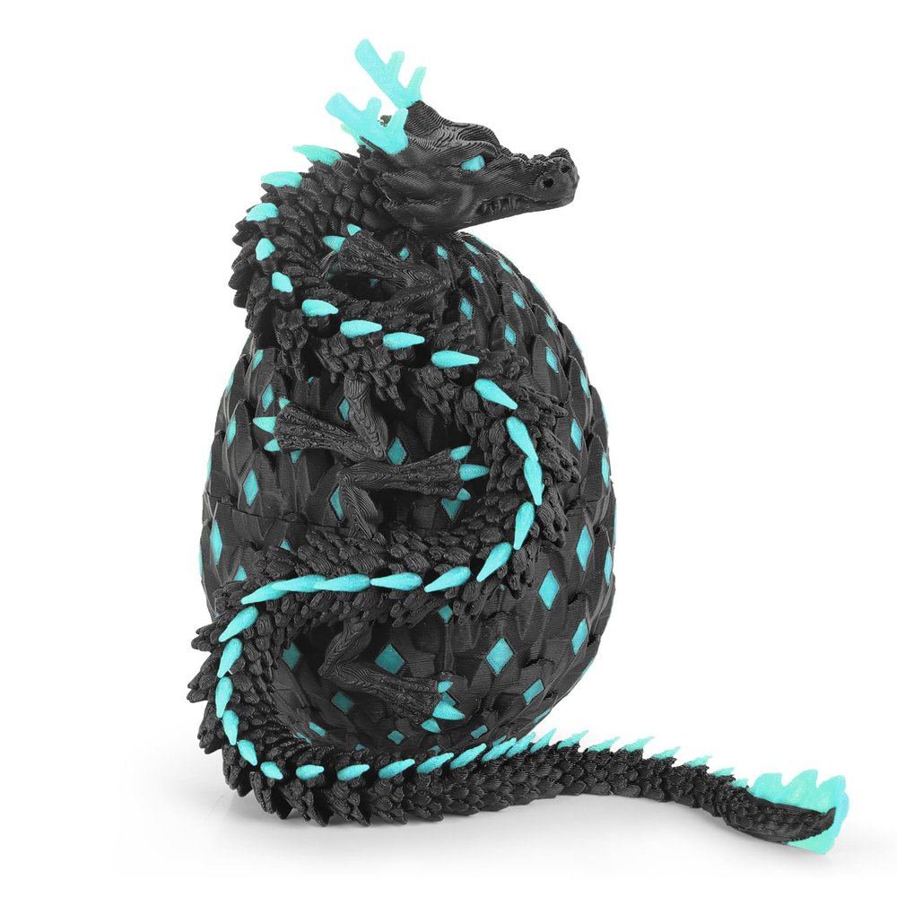 12-inch 3D Printed Dragon Eggs, Glow in The Dark Fidget Toys for Kids & Adults, for Home Office Desk Decor (Dark Blue, Pcs, 1)