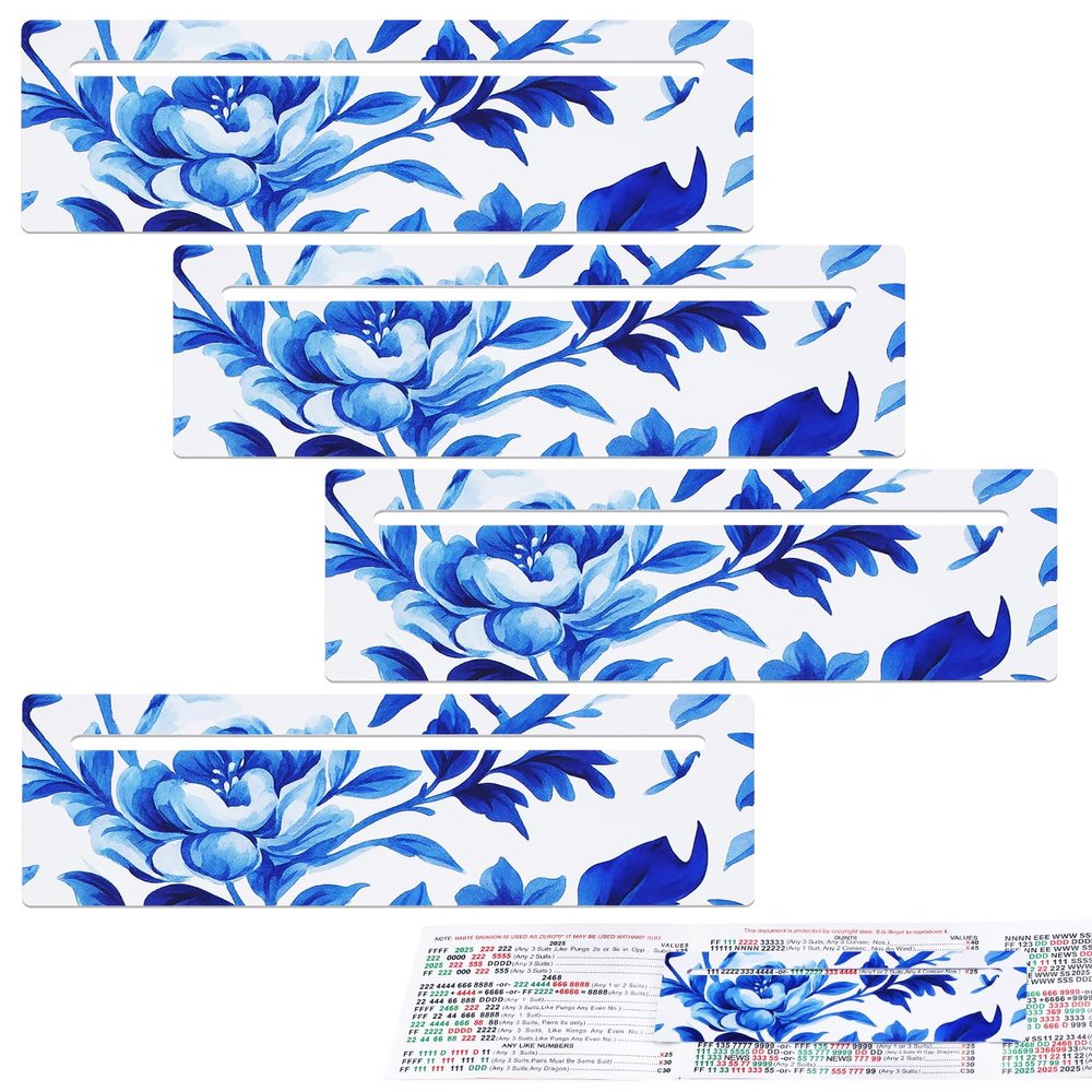 Adkoat 4PCS Chinoiserie Mahjong Line Finder: Mah Jongg Accessories and Gifts - American Mahj Card Line Marker to Reading - Guided Reading Ruler Tool for ADHD Dyslexia Overlays Mahjongg Players