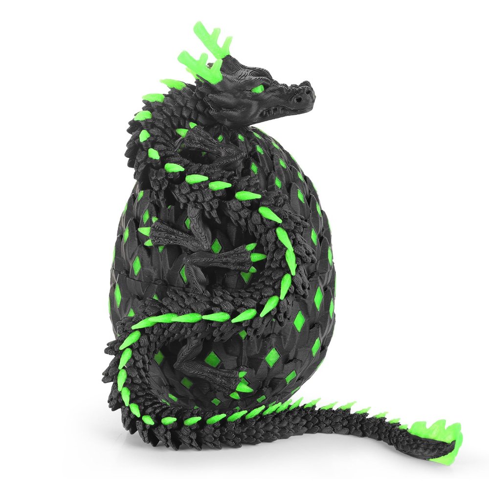 12-inch 3D Printed Dragon Eggs, Glow in The Dark Fidget Toys for Kids & Adults, for Home Office Desk Decor (Dark Green, Pcs, 1)