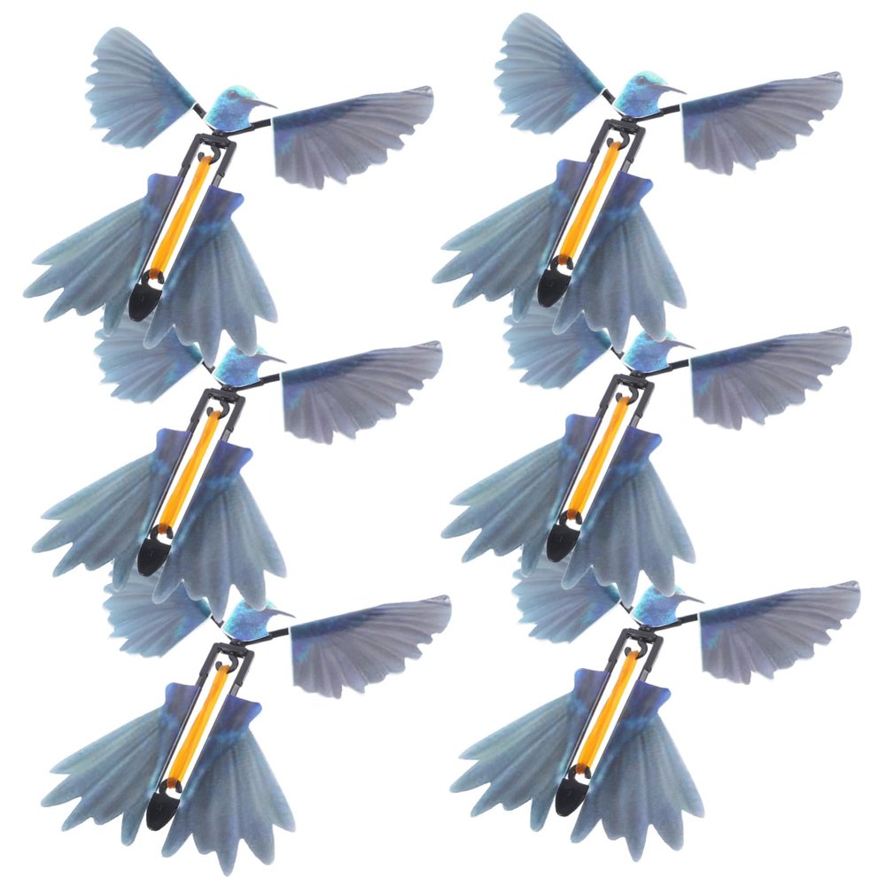 6Pcs Clockwork Flying Hummingbird Realistic Bird Flying for Party Supplies Outdoor Play Hand Eye Coordination Gift