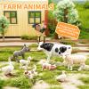 THINKBAY 9PCS Realistic Farm Animal Toys for Toddlers, Educational Learning Plastic Farm Toy Animal Figure Set Playset Including Cow Sheep Pig Dog Figurines for Kid Valentine's Day Gifts for Kids view 3