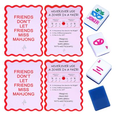 Adkoat 4PCS Mahjong Tile Shuffler Cards with Rules - Portable & Waterproof Mah Jongg Accessories and Gifts for Women - Mah Jong Lover Party Supplies - Mah-jongg Mixer for Mixing & Shuffling Tiles