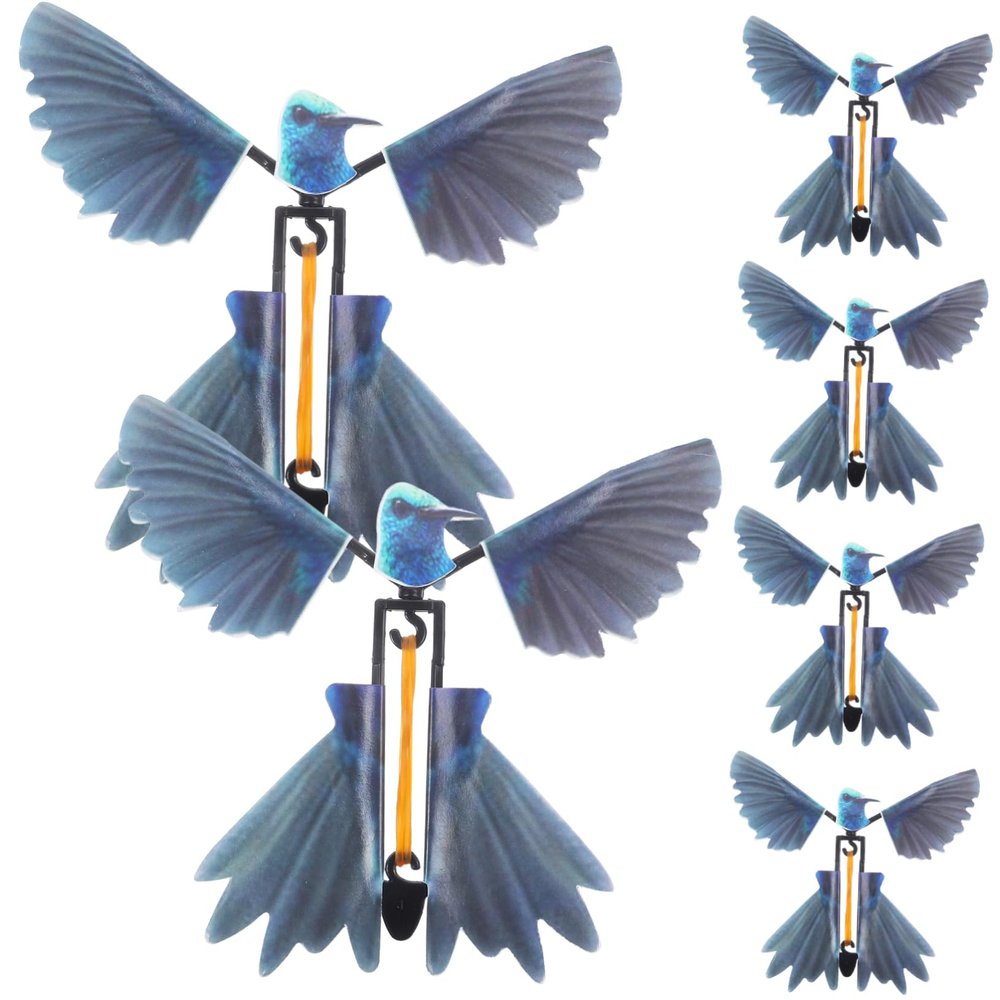 minkissy 6Pcs Clockwork Flying Bird Bright Rubber Band Powered Hummingbird Props for Festival Party Supplies and Birthday Gifts