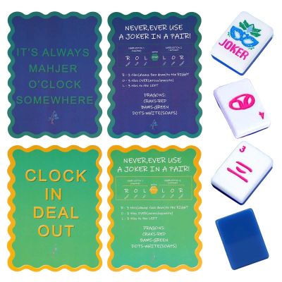 Adkoat 4PCS Mahjong Shuffler Cards with Rules for Tile Mixing & Shuffling - Mah Jong Accessories and Gifts - Mah Jongg Party Supplies for Mahjongg Lover & Beginner