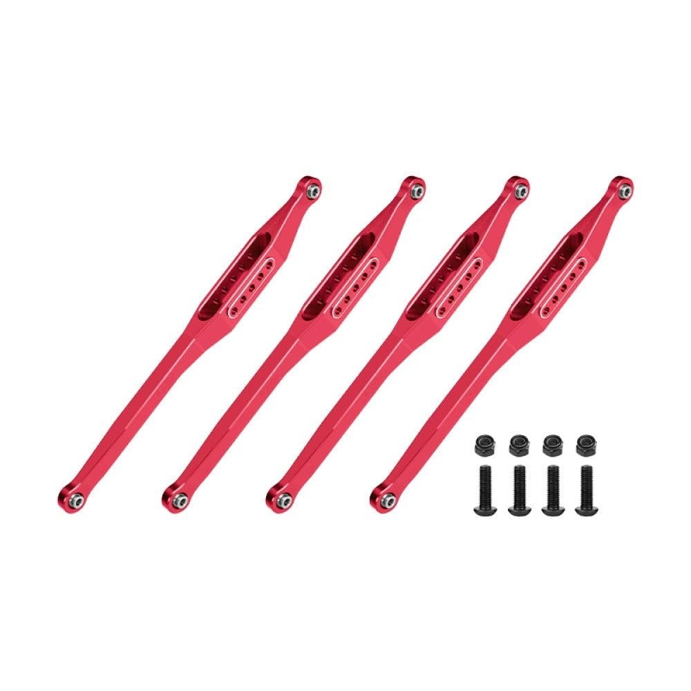 Aluminum 7075-T6 Alloy Lower Link Bar Set for LOSI 1/8 LMT 2.0 Grave Digger 4X4 Solid Axle Brushless Monster Truck-LOS04028 Upgrades - Red