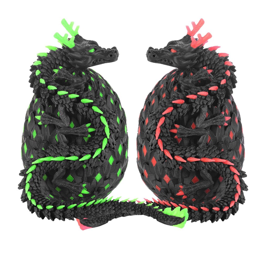 12-inch 3D Printed Dragon Eggs, Glow in The Dark Fidget Toys for Kids & Adults, for Home Office Desk Decor (Pink + Green, Pcs, 2)