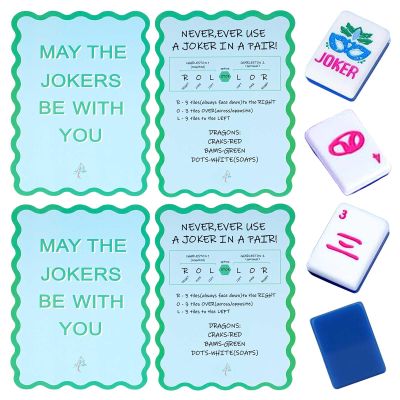 Adkoat 4PCS Mahjong Tile Shuffler Cards - Ma Jong Mixer with Rules - Waterproof Mah Jongg Accessories and Supplies for Mahj Beginner - Portable Unique Mah-jongg Party Gifts for Women & Lovers