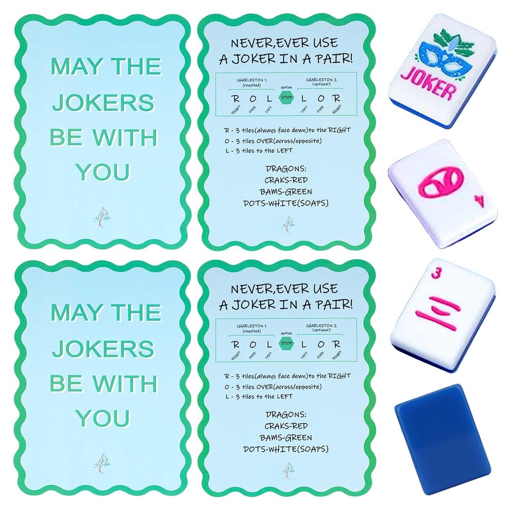 Adkoat 4PCS Mahjong Tile Shuffler Cards - Ma Jong Mixer with Rules - Waterproof Mah Jongg Accessories and Supplies for Mahj Beginner - Portable Unique Mah-jongg Party Gifts for Women & Lovers