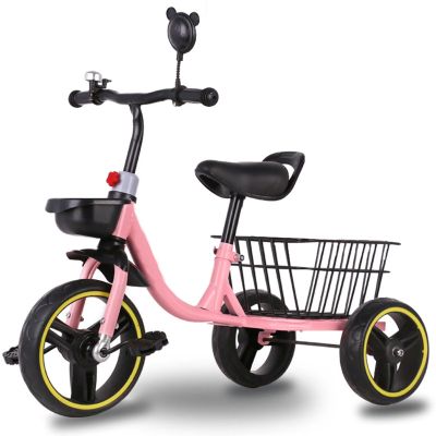 3-5 Years Old Toddler tricycles,Outdoor Kids Cruiser trikes with Large Rear Plastic Basket,Independent Riding Small 3 Wheelers,Foam Wheel