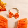 Baby Girl Halloween Clothes Pumpkin Romper Dress Smocked Tulle Skirt Lace Bodysuit Headband Cute Princess Outfit (A Orange Pumpkin, 3-6 Months) view 4