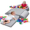 Markdang Soft Play Set, Baby Foam Climbing Blocks with Anti-Slip Particles Bottom & Velcro Connectors for Toddlers 6-12 Months, High-Density Foam & Washable Cover for Motor Skills Development (Grey) view 1
