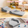 Markdang Soft Play Set, Baby Foam Climbing Blocks with Anti-Slip Particles Bottom & Velcro Connectors for Toddlers 6-12 Months, High-Density Foam & Washable Cover for Motor Skills Development (Grey) view 3