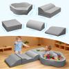 Markdang Soft Play Set, Baby Foam Climbing Blocks with Anti-Slip Particles Bottom & Velcro Connectors for Toddlers 6-12 Months, High-Density Foam & Washable Cover for Motor Skills Development (Grey) view 4