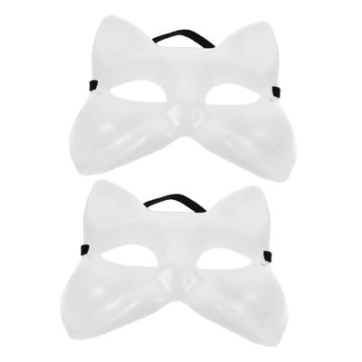 BESPORTBLE 2pcs DIY Unpainted Fox Masquerade Masks for Costume Parties Artistic Paintable Animal Mask for Halloween and Masquerade Events