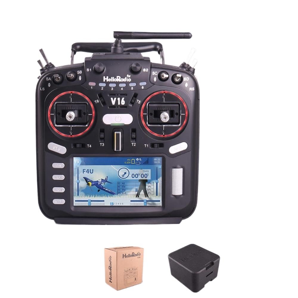 ELRS 4in1 2. 4GHz Left Hand Throttle Remote Control Transmitter HelloRadio V16 PRO MAX For FPV Racing Drones Airplanes And Compatible RC Aircraft(V16Pro ELRS Left)