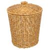 Sosoport Imitation Rattan Round Woven Laundry Basket with Lid Multi Purpose Sundries Storage Bin for Bathroom Bedroom Living Decorative Trash Woven Holder and Organizer view 1