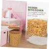 Sosoport Imitation Rattan Round Woven Laundry Basket with Lid Multi Purpose Sundries Storage Bin for Bathroom Bedroom Living Decorative Trash Woven Holder and Organizer view 4