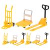 Wakauto 9PCS Miniature Construction Tool Models Set - Realistic Yellow Forklift, Hand Cart & Platform Trucks with Traffic Signs for Micro Landscaping, DIY Projects & Creative Play view 1