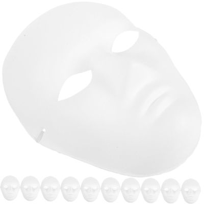 BRIGHTFUFU 24pcs Male Full Face Halloween Masks DIY Blank Paper Pulp Paintable Cosplay Masquerade Party Ghost Costume with Elastic Strap for Comfortable Fit