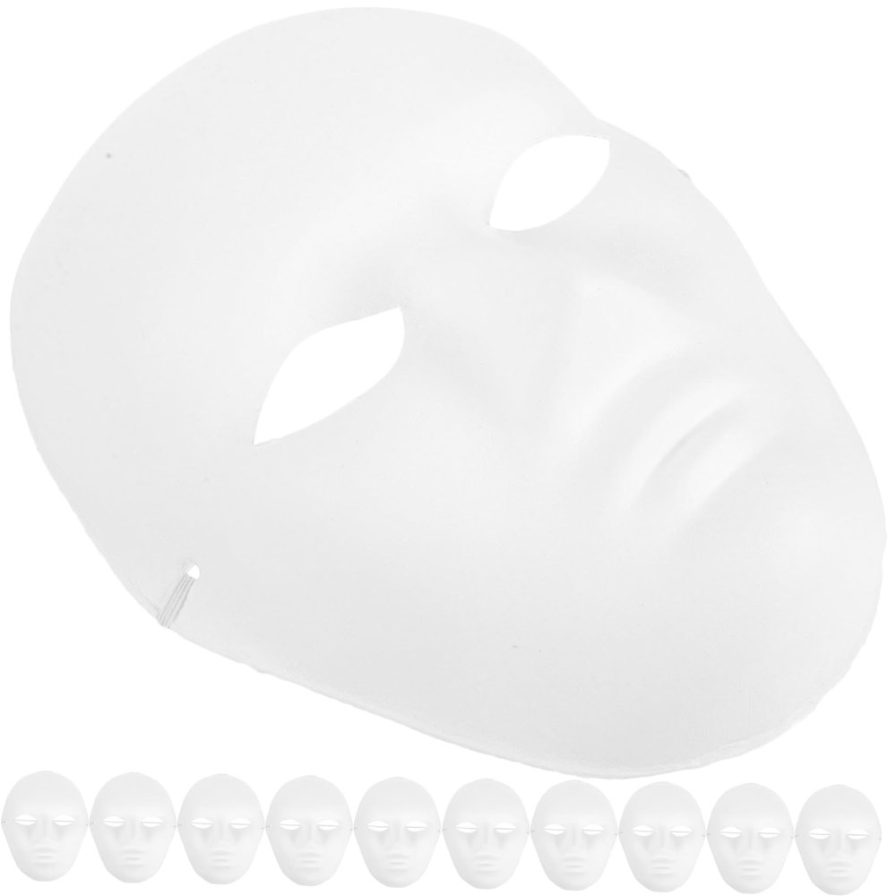 BRIGHTFUFU 24pcs Male Full Face Halloween Masks DIY Blank Paper Pulp Paintable Cosplay Masquerade Party Ghost Costume with Elastic Strap for Comfortable Fit