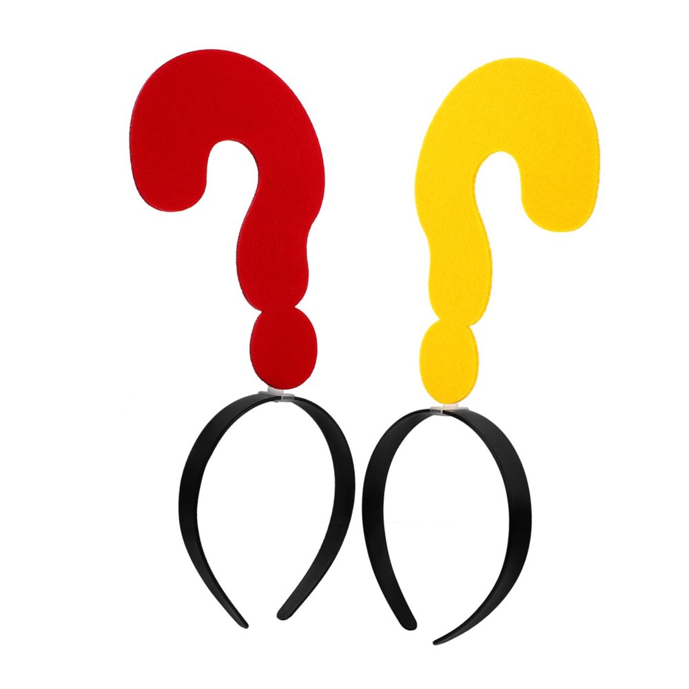 ABOOFAN 2pcs Question Mark Headbands Party Cosplay Hair Hoops Photo Booth Props Reusable Decorative Accessories for Birthdays Weddings and Holiday Celebrations