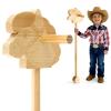 BrightRow Wood Hobby Horse for Kids Handcrafted Stick Horse Toy with Wood Wheels 36 Inches Cowboys Stick Pony for Kids Toddlers Preschoolers Knights Explorers view 1