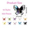100Pcs Micro Resin Butterflies Mini Butterflies 10 Styles Mini Tiny Butterfly for Dollhouse Crafts DIY Fairy Garden Micro Landscaping Resin Decoration Nail Charms for Nail Art Glitter Sets view 3