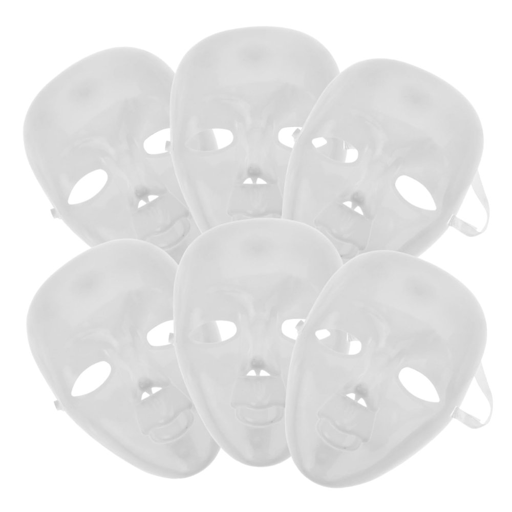 Beaupretty 6 pcs Blank Full Face Paintable Masks for DIY Decoration Comfortable Lightweight White Masquerade Masks for Costume Parties Cosplay and Role Playing Accessories