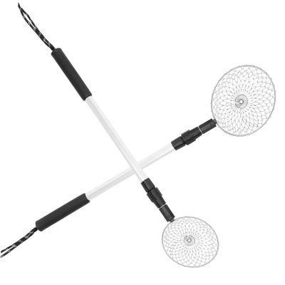 Beaupretty 2pcs Sand Sifter Kit with Telescopic Aluminum Rods Detachable Stainless Steel Sand Scoop and Shell Collector Tools for Beach Shelling