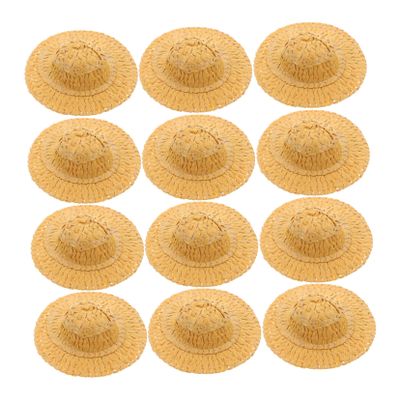 Alipis 12pcs Mini Woven Hats for Dolls DIY Decorative Craft Accessories Creative Dollhouse Ornament and Party Supplies