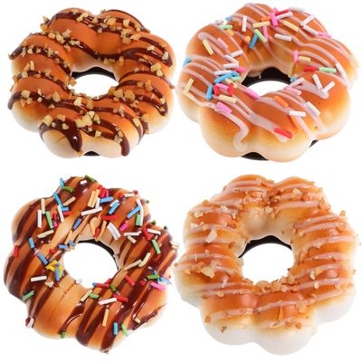 Abaodam Fake Donut 4 Pack Artificial Doughnut Models PU Faux Donuts Fake Cake Faux Dessert Food for Home Kitchen Shop Display Party Decorations Photography Props