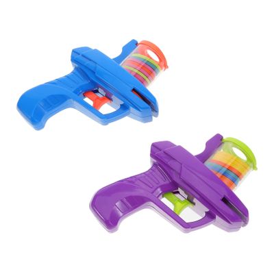 Hohopeti 2pcs Soft Foam Disc Shooter with Launch Discs Purple and Outdoor Flying Disks for Boys Family Interactive Backyard Park Fun