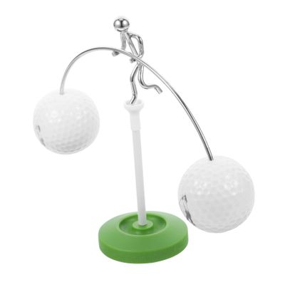 FRCOLOR Creative Physics Balancing Metal Golf Man Desktop Ornament White Electroplated Stress Relief Decor for Office Shelf Bookcase