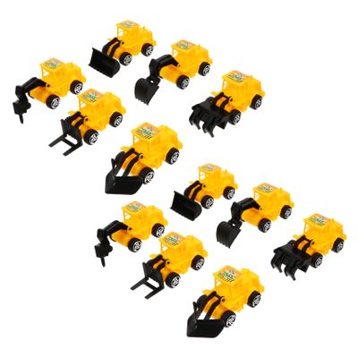 Beaupretty 24Pcs Excavator Mini Construction Vehicle Cake Toppers Engineering Truck Ornaments for Birthday Party Decoration and DIY Cake Yellow Miniature Construction Car